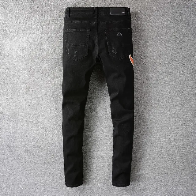 Amiri Distressed Embellished Slim-Fit Black Jeans 13