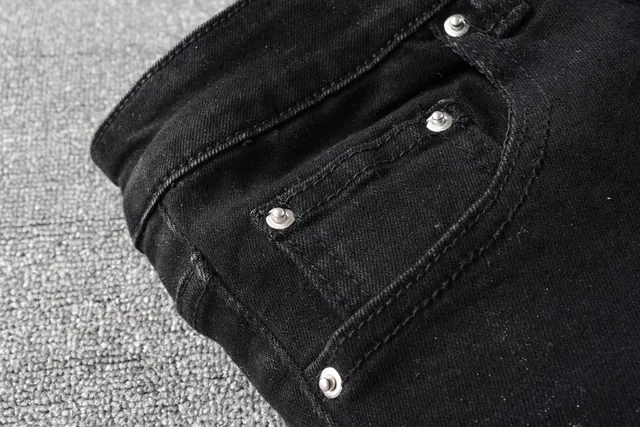 Amiri Distressed Embellished Slim-Fit Black Jeans 14