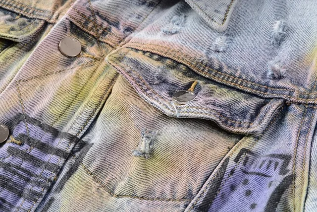 Amiri Distressed Hand-Painted Cityscape Denim Jacket 10