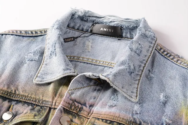 Amiri Distressed Hand-Painted Cityscape Denim Jacket 11