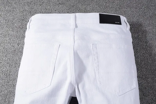 Amiri Distressed Skinny White Denim Jeans 5