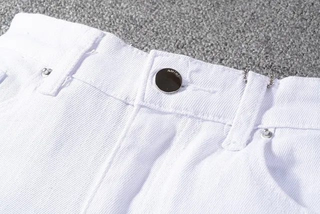 Amiri Distressed Skinny White Denim Jeans 11