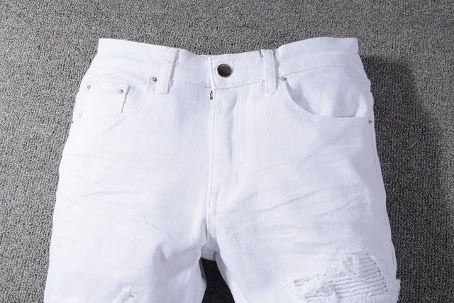 Amiri Distressed Skinny White Denim Jeans 12