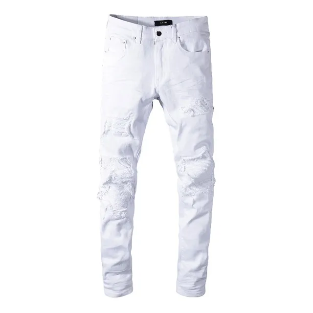 Amiri Distressed Skinny White Denim Jeans 13