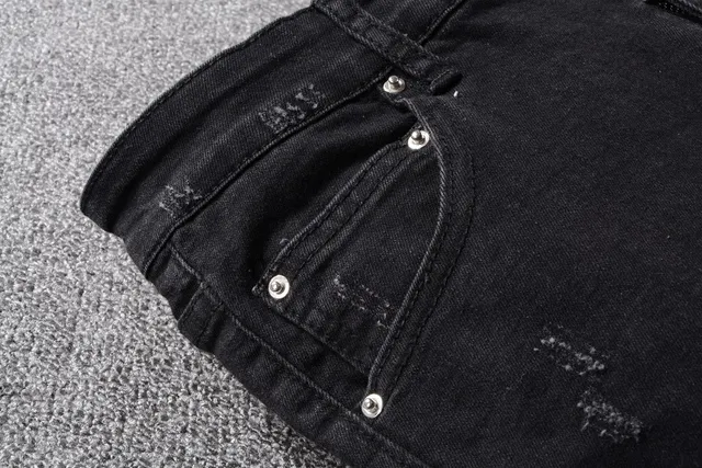 Amiri Distressed Slim-Fit Black Denim Jeans 7