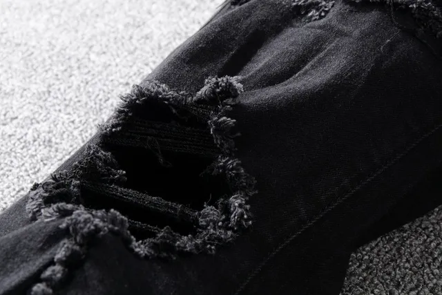 Amiri Distressed Slim-Fit Black Denim Jeans 10