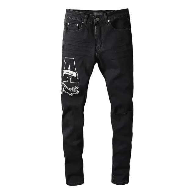 Amiri Graphic Embroidered Black Slim-Fit Jeans 16