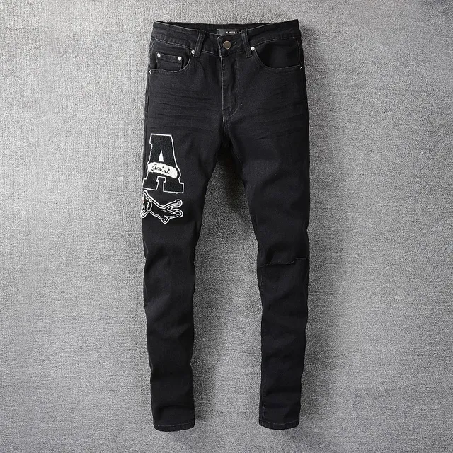 Amiri Graphic Embroidered Black Slim-Fit Jeans 17