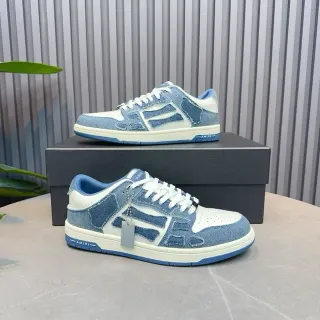 Amiri MA Court Denim-Paneled Low-Top Lifestyle Sneakers