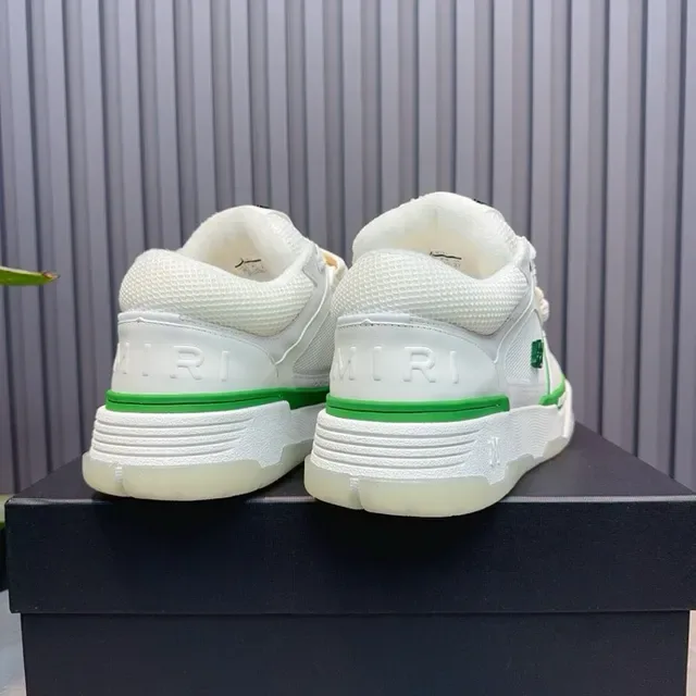 Amiri White Green Court-Inspired Silhouette Layered Synthetic And Mesh Upper Lifestyle Sneakers 2