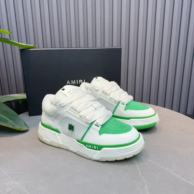 Amiri White Green Court-Inspired Silhouette Layered Synthetic And Mesh Upper Lifestyle Sneakers 3