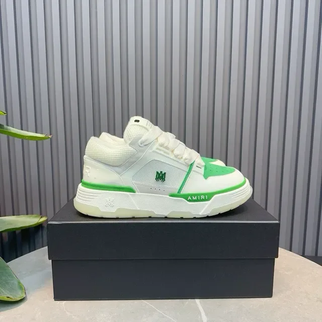 Amiri White Green Court-Inspired Silhouette Layered Synthetic And Mesh Upper Lifestyle Sneakers 6