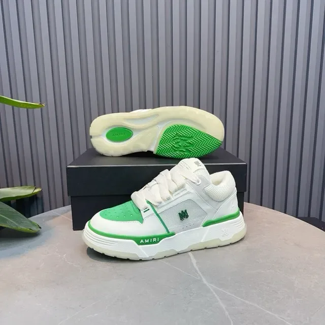 Amiri White Green Court-Inspired Silhouette Layered Synthetic And Mesh Upper Lifestyle Sneakers 8