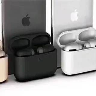Apple Beige Black Compact Stem Design Silicone Ear Tips TWS Earbuds