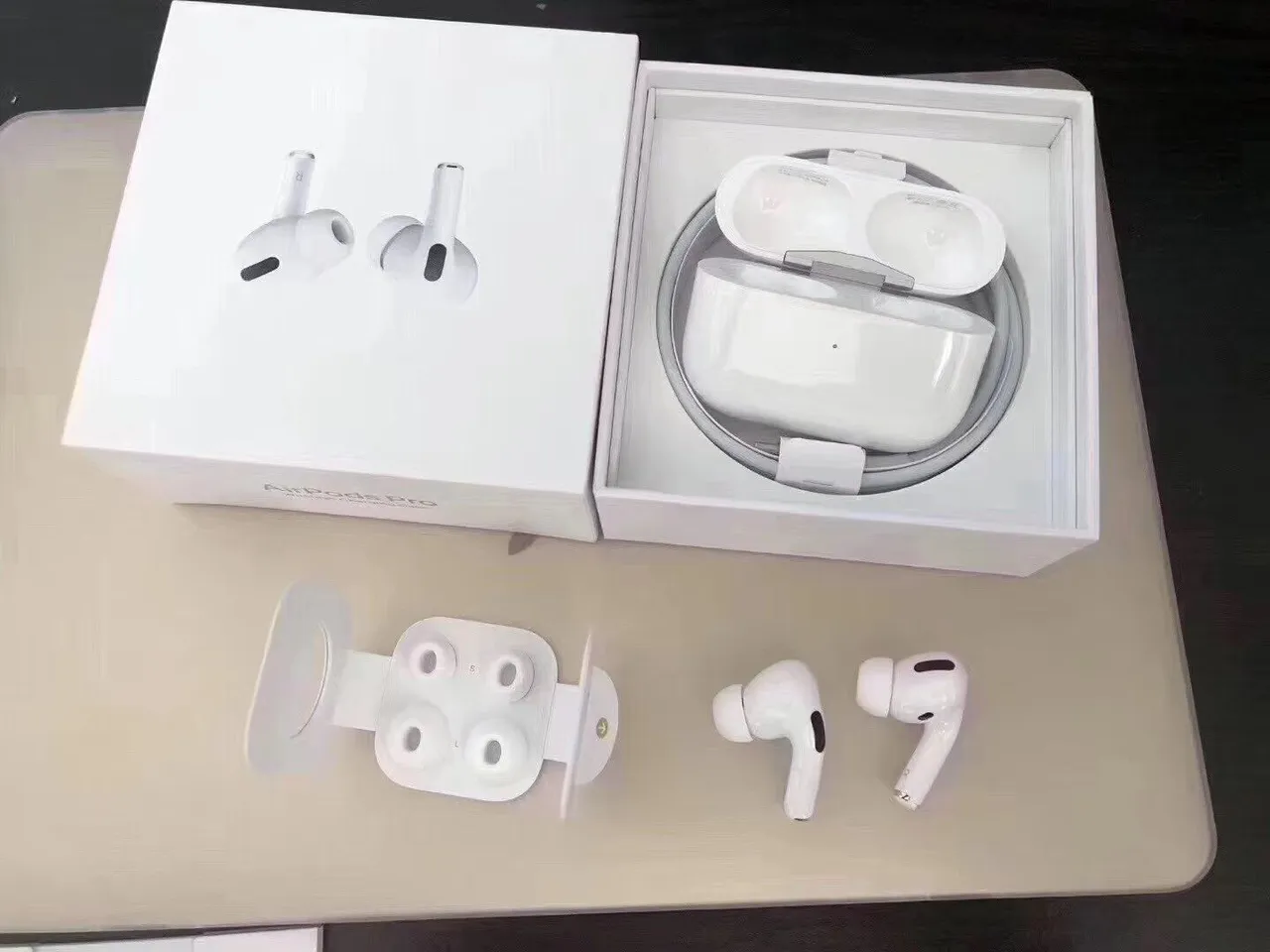 Apple Beige Black Compact Stem Design Silicone Ear Tips TWS Earbuds 6