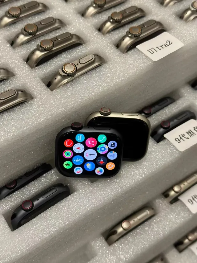 Apple Watch Black Beige Rectangular Rounded Case Woven Sport Bands Sports Watch 5