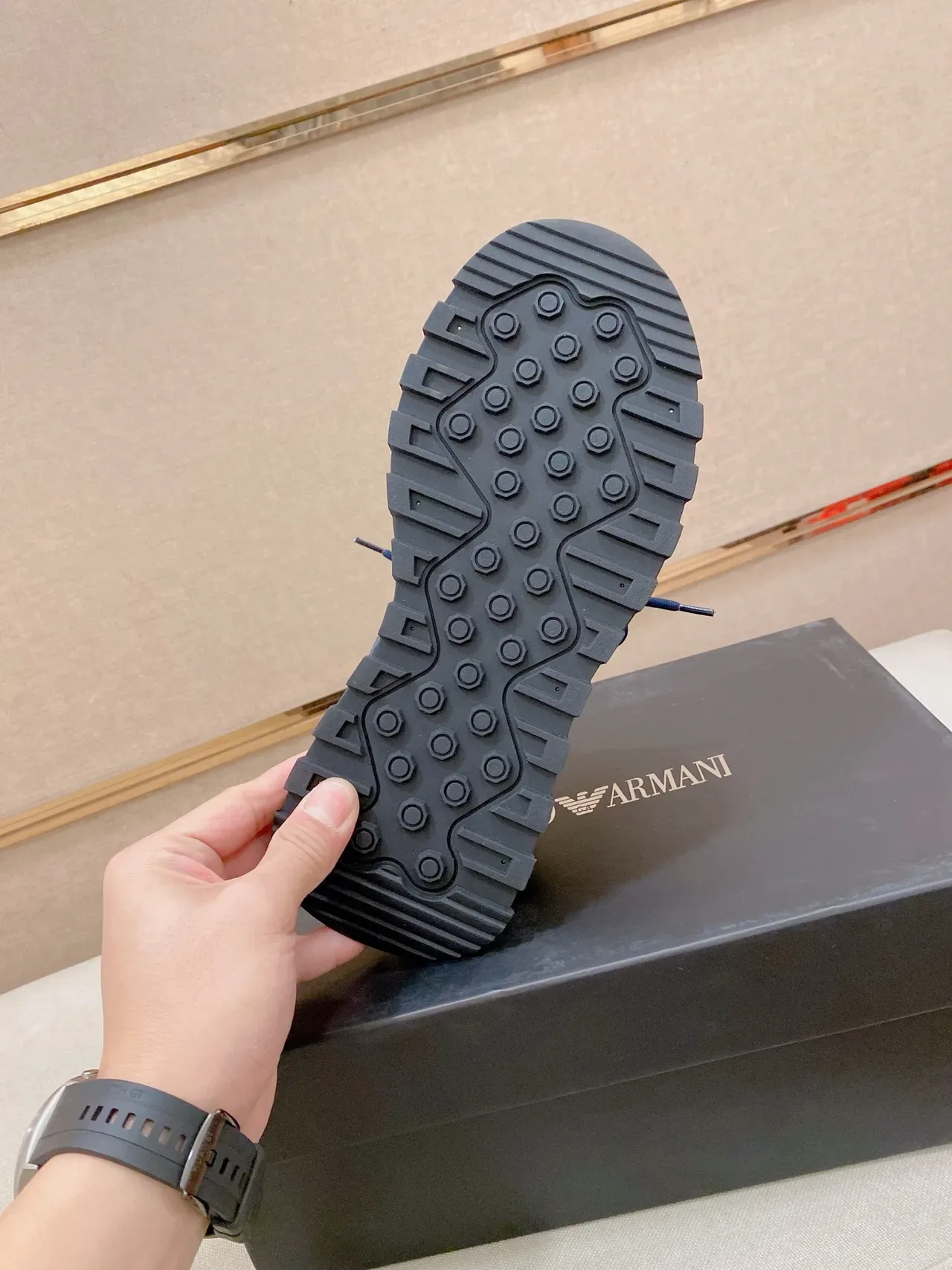 Armani Exchange Black and White Ribbed Knit Chunky Sneakers 3