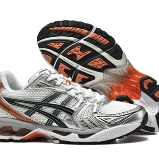 ASICS Gel-Kayano 14 White Silver Orange Running Shoes