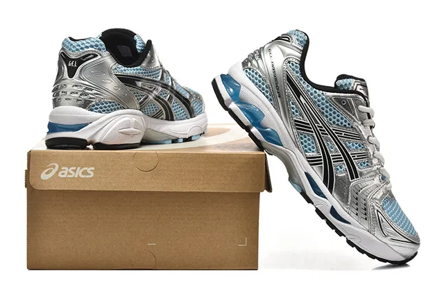 ASICS Gel-Kayano 14 White Silver Orange Running Shoes 7