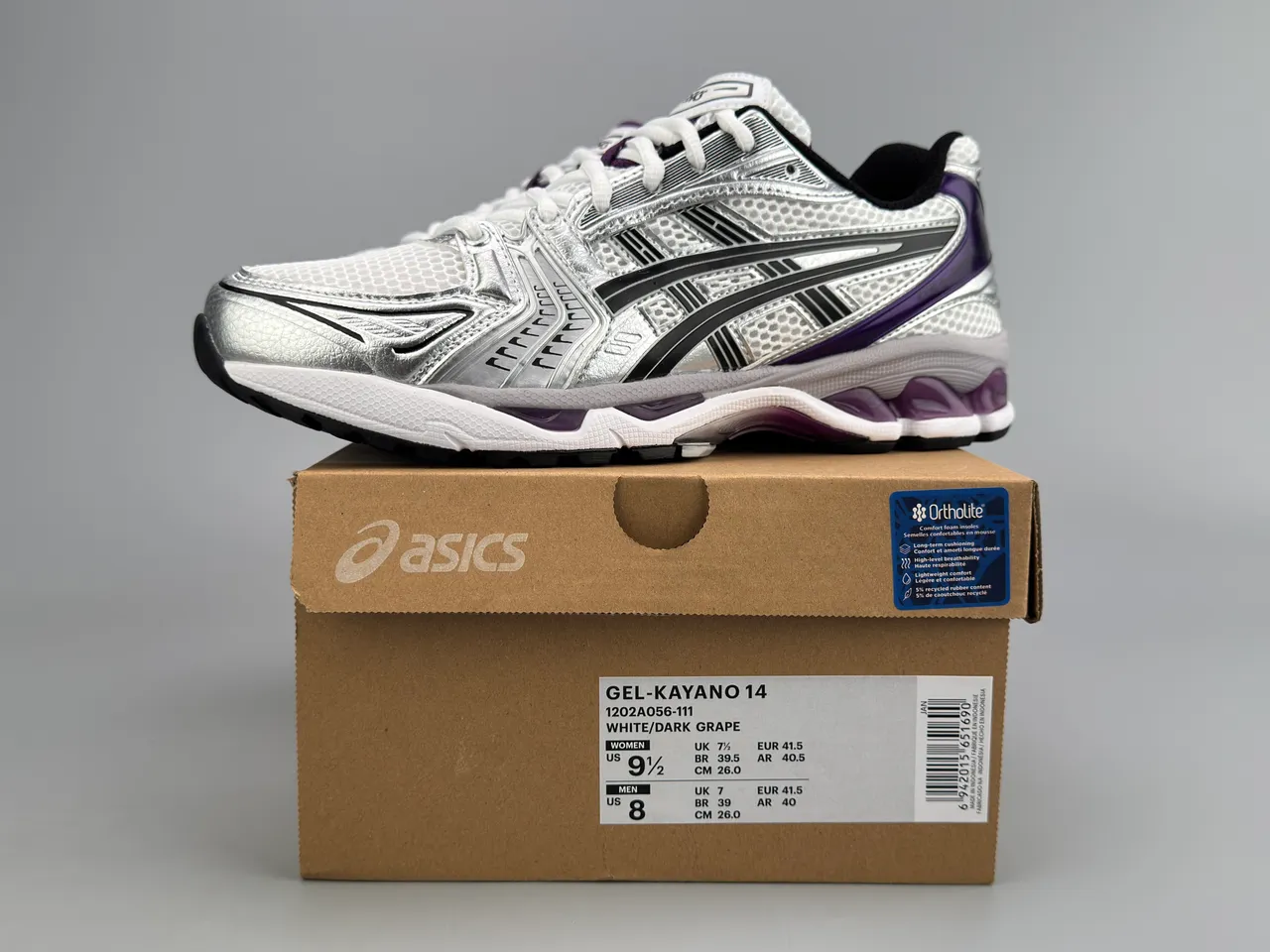 ASICS Gel-Kayano Argent Blanc Violet Chaussures de course 3