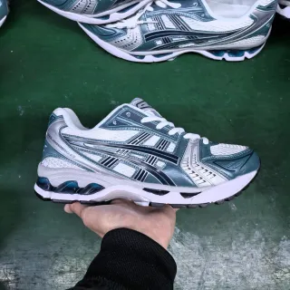 ASICS Gel-Kayano White Teal Metallic Running Shoes
