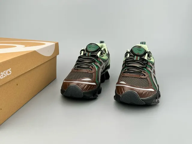 ASICS Vert Brun Maille Et Superposition Synthétique Translucide Gel-Acolchage Pods Chaussures De Course 4