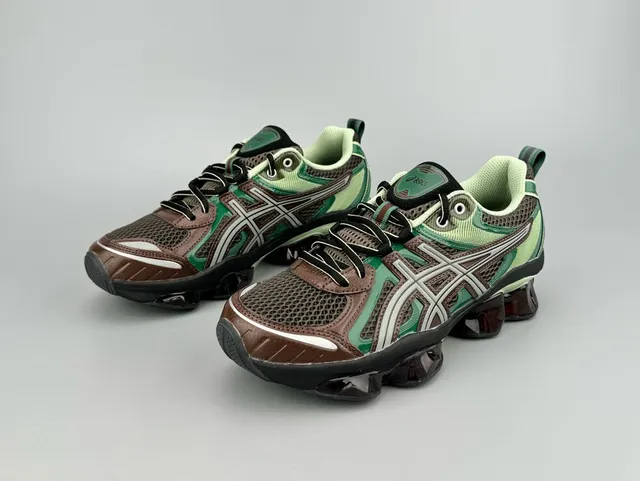 ASICS Vert Brun Maille Et Superposition Synthétique Translucide Gel-Acolchage Pods Chaussures De Course 6