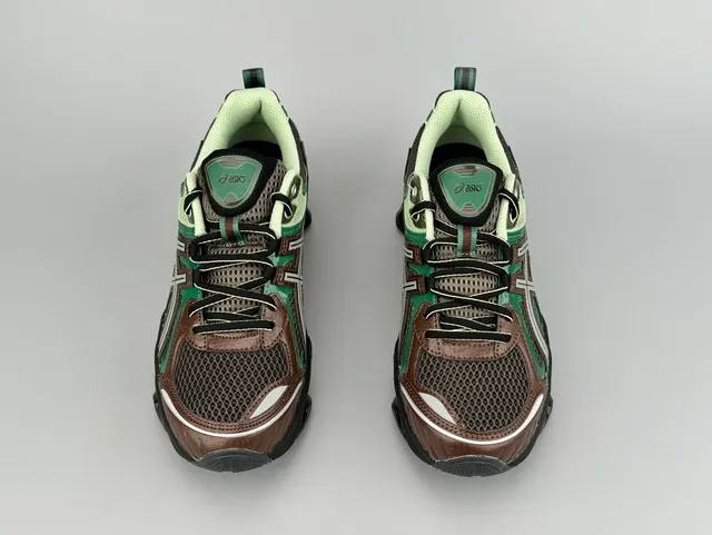ASICS Vert Brun Maille Et Superposition Synthétique Translucide Gel-Acolchage Pods Chaussures De Course 8