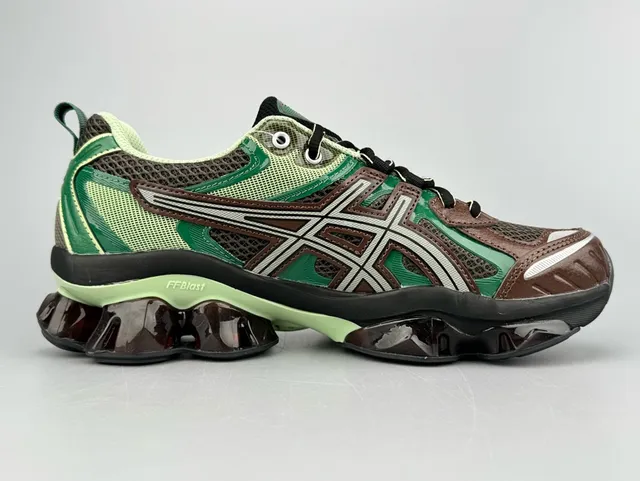 ASICS Vert Brun Maille Et Superposition Synthétique Translucide Gel-Acolchage Pods Chaussures De Course 9