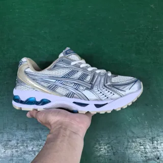 ASICS Silver Blue Metallic Upper Tiger Stripe Running Shoes