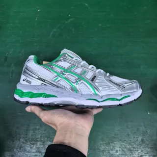ASICS Silver Green Metallic Upper Accent Overlays Running Shoes
