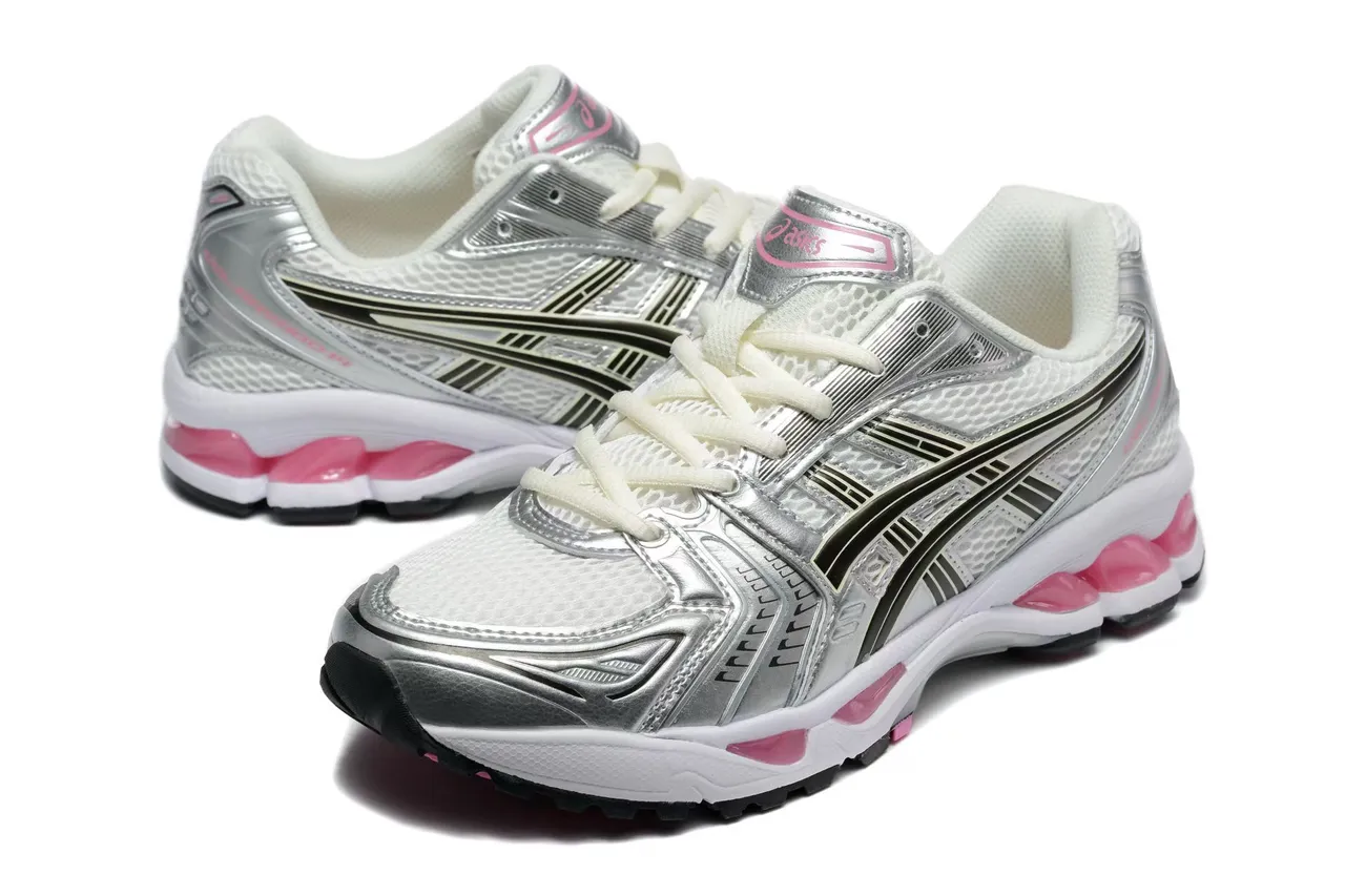 ASICS Silver Pink Metallic Synthetic Overlays White Mesh Base Running Shoes 3