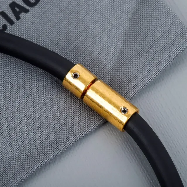 Balenciaga B Logo قلادة سوداء ذهبية بحبل مطاطي 5