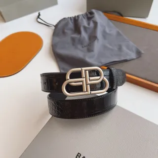 Balenciaga BB Belt কালো কুমিরের এমবসড চামড়ার বেল্ট