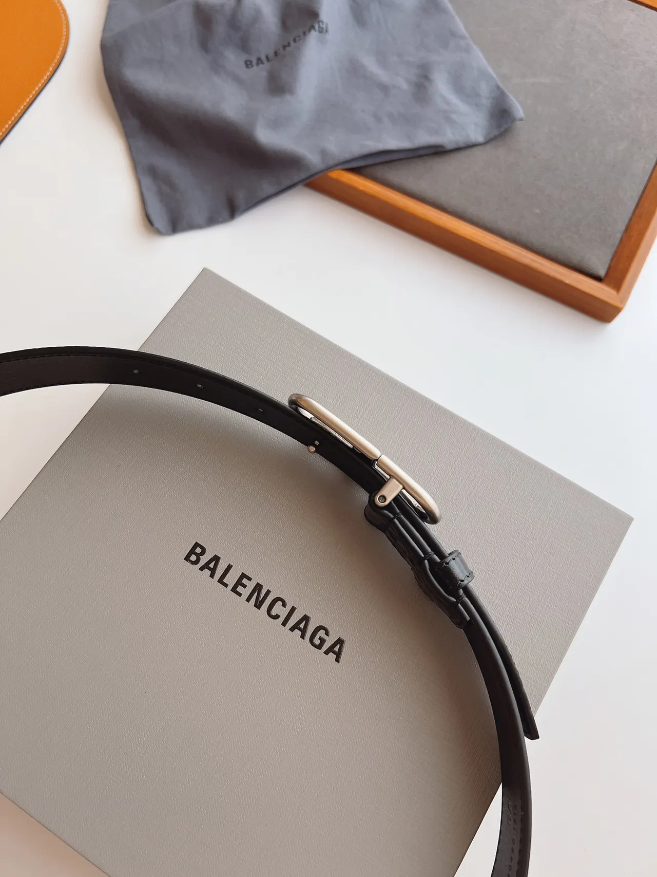 Balenciaga BB Belt Black Crocodile-Embossed Leather Belt 4