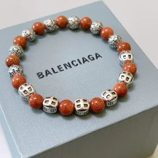 Balenciaga BB pulsera de color naranja y plata con perlas goldstone y metal