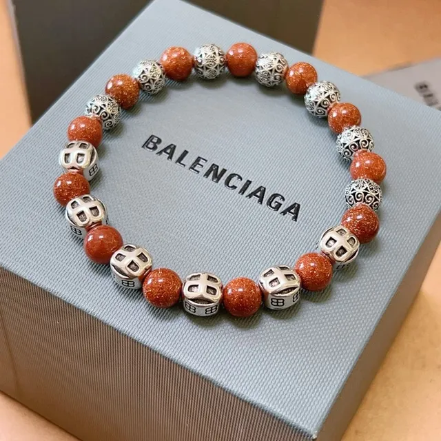 Balenciaga BB سوارة برتقالية فضية مطرزة بحجر الذهب ومعدن 2