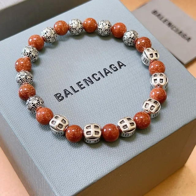 Balenciaga BB سوارة برتقالية فضية مطرزة بحجر الذهب ومعدن 5