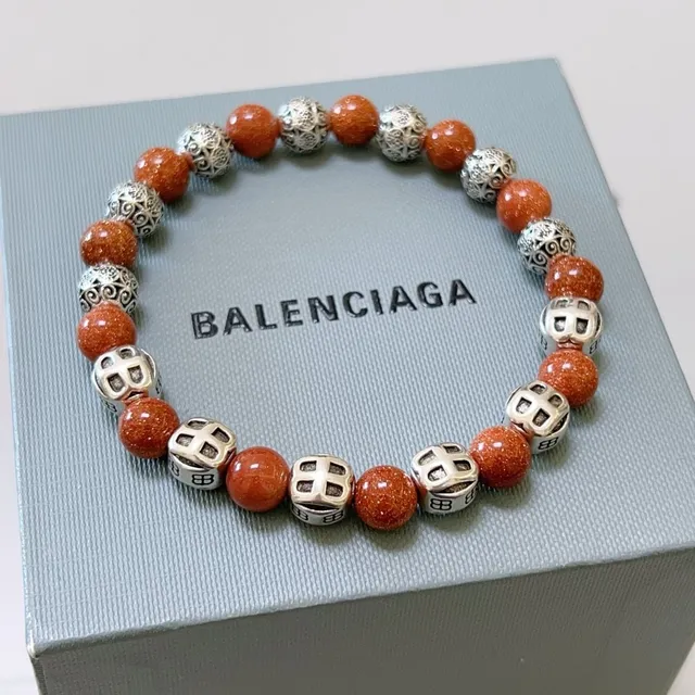 Balenciaga BB سوارة برتقالية فضية مطرزة بحجر الذهب ومعدن 8