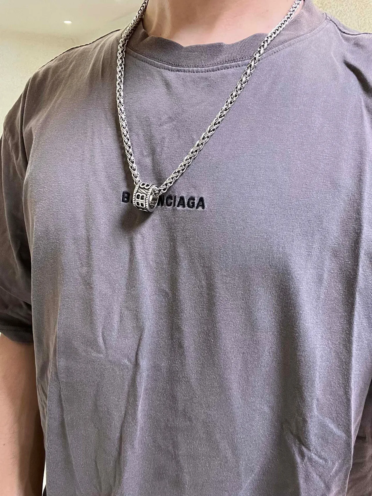 Balenciaga BB Pendant Braided Wheat Chain Necklace 7