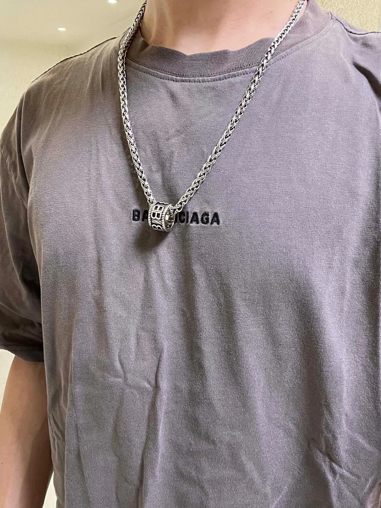 Balenciaga BB Pendant Braided Wheat Chain Necklace 9