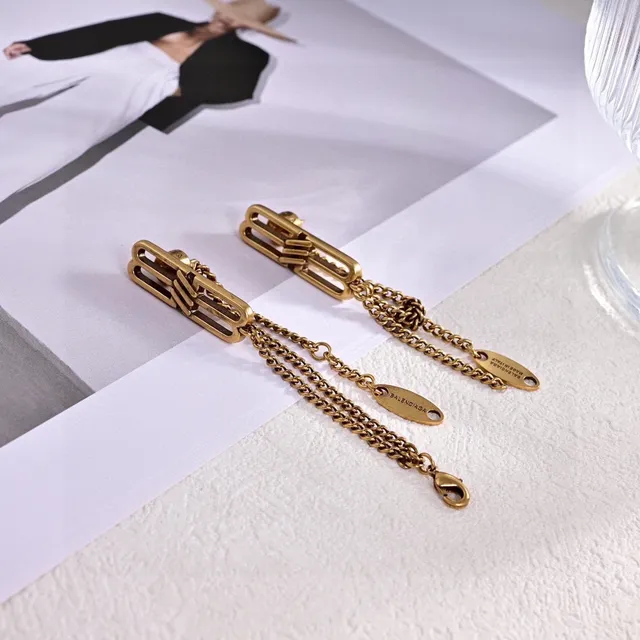 Balenciaga أقراط سلاسل كليب-ستايل ذهبي النبرة 3