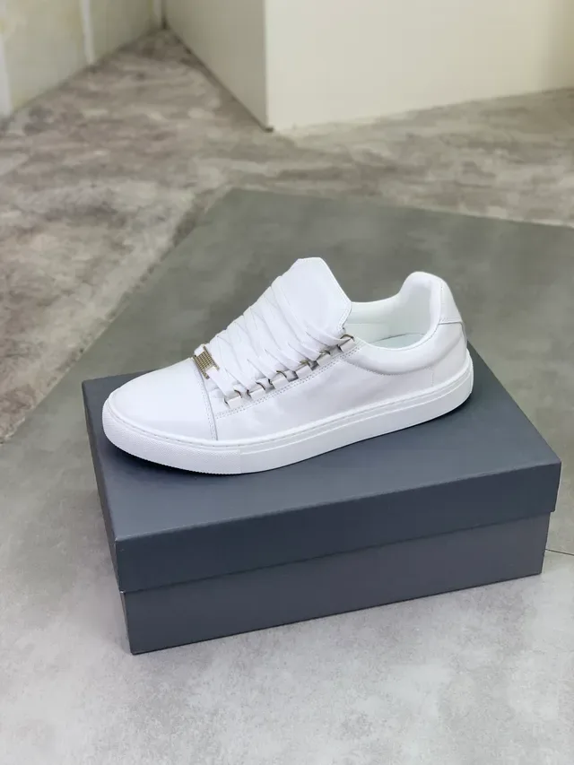Balenciaga Defender أحذية رياضية جلدية بيضاء للأسلوب الحياتي 4