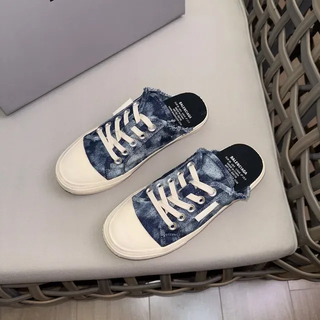 Balenciaga Denim Frayed Heel Platform Lace-Up Slip-On Lifestyle Sneaker 3