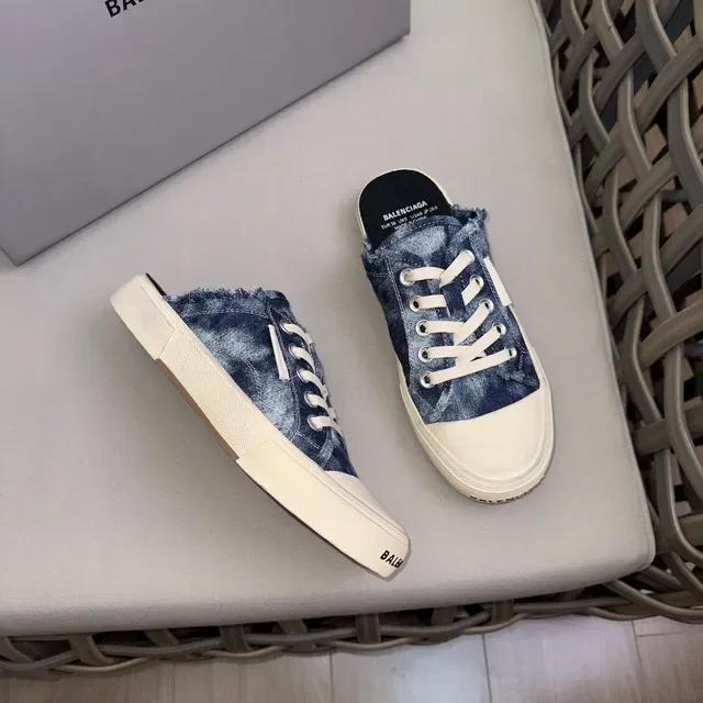 Balenciaga Denim Frayed Heel Platform Lace-Up Slip-On Lifestyle Sneaker 4