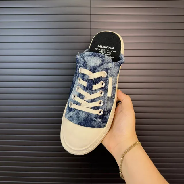 Balenciaga Denim Frayed Heel Platform Lace-Up Slip-On Lifestyle Sneaker 5