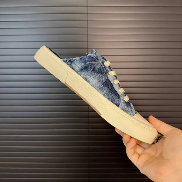 Balenciaga Denim Frayed Heel Platform Lace-Up Slip-On Lifestyle Sneaker 6