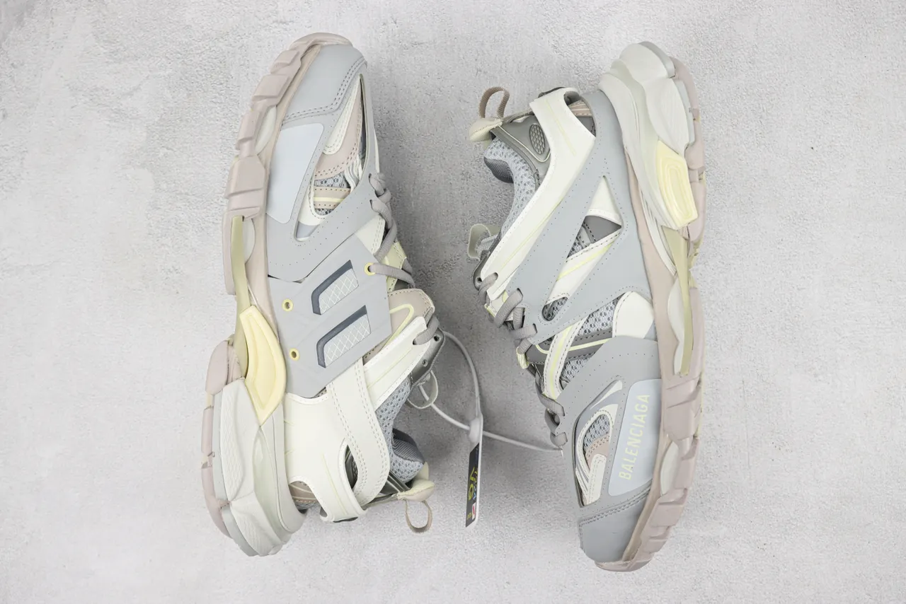 Balenciaga Gray Beige Oversized Cage-Overlay Chunky Sneakers 2
