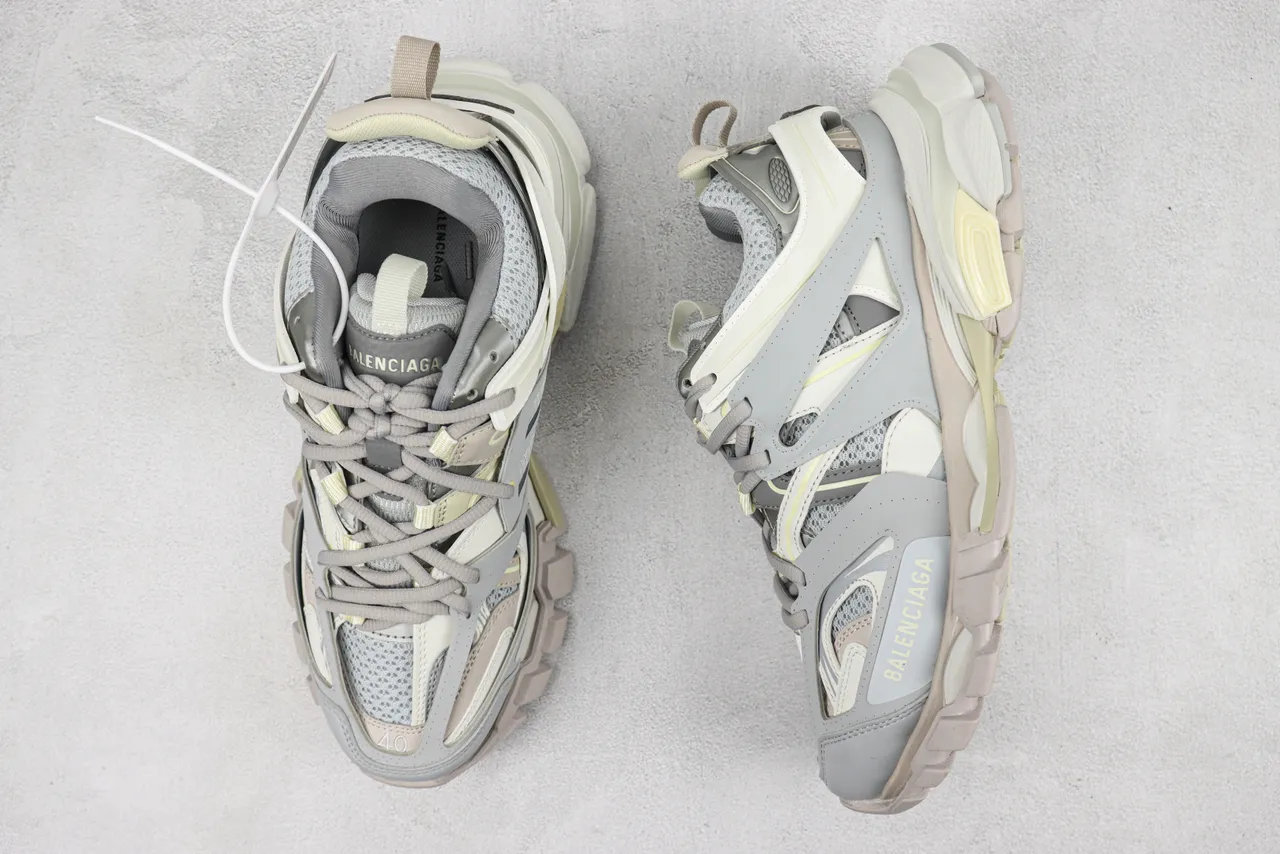 Balenciaga Gray Beige Oversized Cage-Overlay Chunky Sneakers 3