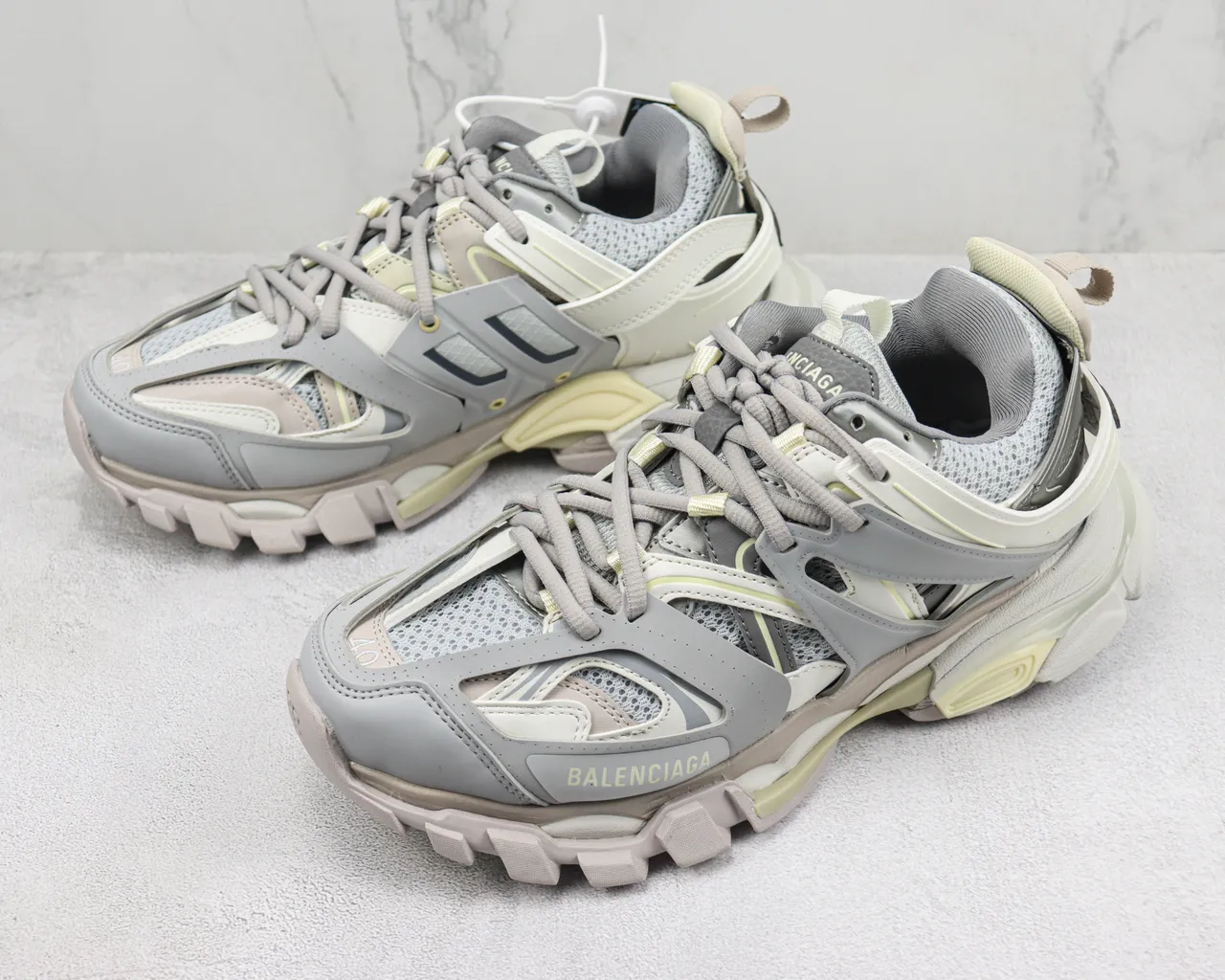 Balenciaga Gray Beige Oversized Cage-Overlay Chunky Sneakers 4